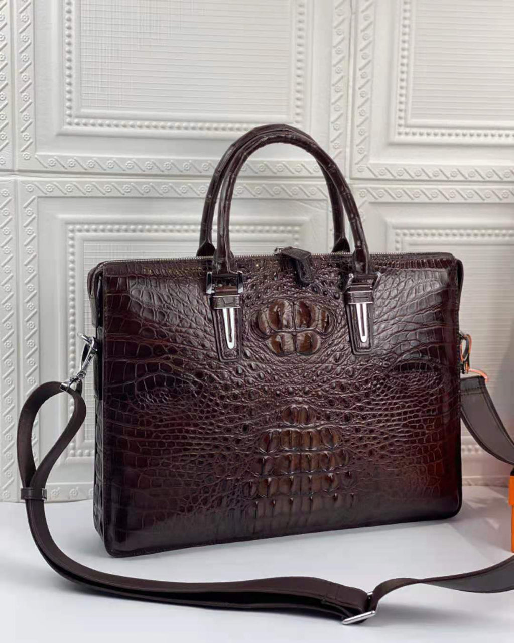 Luxury Crocodile Laptop Messenger Bag Men's