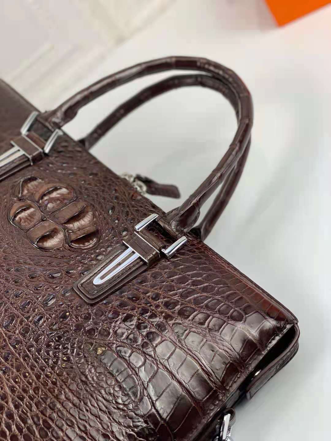Luxury Crocodile Laptop Messenger Bag Men's
